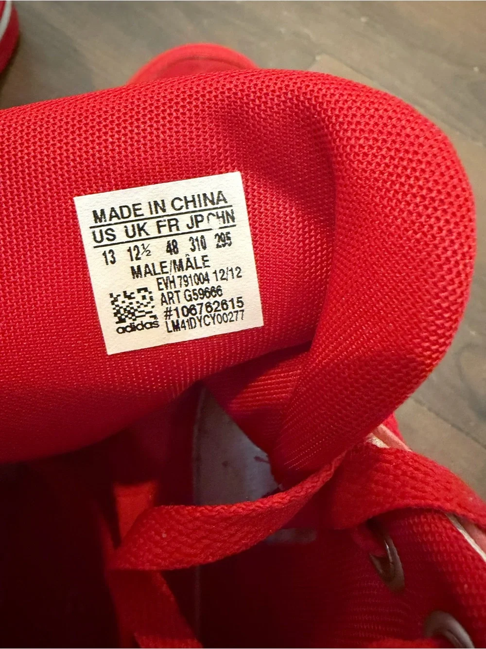 adidas Red and White High-Top Sneakers